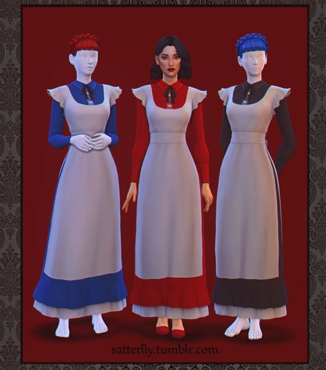 satterlly:   Maid dress - Maria New mesh (EA-mesh... - Maxis Match and CC Sims 4 Decades Challenge, Sims 4 Mm Cc, Sims 4 Gameplay, Sims 4 Dresses, Sims 4 Characters, Sims 4 Mm, Sims Four, Sims4 Clothes, Sims 4 Mods Clothes