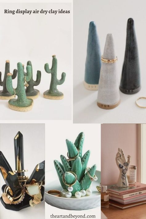 Air Dry Clay Project ideas First-timers must try | The Art and Beyond Clay Project Ideas, Dry Clay Ideas, Air Dry Clay Ideas, Clay Jewellery Holder, Air Dry Modeling Clay, Diy Spring Crafts, Diy Air Dry Clay, Ring Display, Air Dry Clay Projects