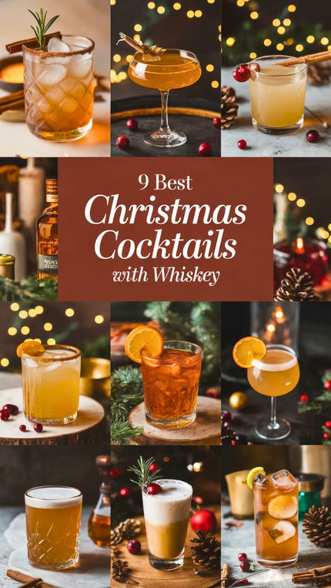 "Discover the 9 Best Christmas Cocktails with Whiskey to warm your holidays! 
These festive whiskey recipes are perfect for your winter gatherings, 
offering delightful holiday cocktails that will impress your guests. From 
classic whiskey drinks to innovative holiday party drinks, these winter 
warmers will make your celebrations unforgettable. Cheers to the season 
with these delicious Christmas cocktails!" Warm Holiday Cocktails, Cocktails With Whiskey, Hot Whiskey Drinks, Festive Drinks Christmas, Holiday Drinks Christmas, Holiday Cocktails Christmas, Best Christmas Cocktails, Whiskey Drinks Recipes, Easy Holiday Cocktails