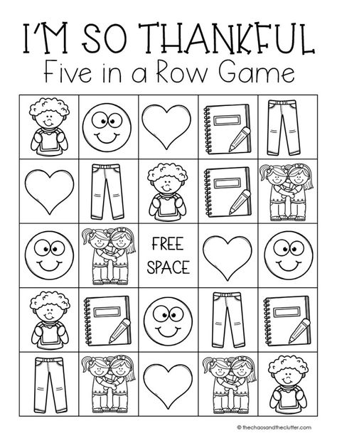 5 in a Row Thankfulness Game for Kids Gratitude Bingo For Kids, Thankful Leper Craft, November Games For Kids, Grateful Activities For Kids, Thankful Games For Kids, Thankfulness Game, Thankful Activities For Kids, Grateful Activities, Gratitude Crafts For Kids