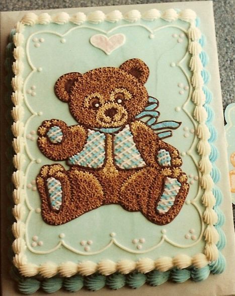 Teddy Bear Cake Happy Teddy Bear Day, Teddy Bear Birthday Cake, Baby Shower Cupcake Cake, Baby Shower Sheet Cakes, Baby Boy Teddy Bear, Bear Baby Shower Cake, Baby Shower Cake Designs, Teddy Bear Cake, Teddy Bear Day