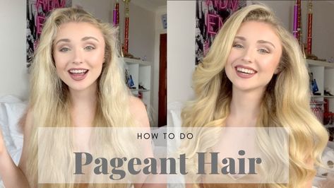 Straight Pageant Hairstyles, How To Do Pageant Hair, Curly Pageant Hair, Pageant Hair Medium Length, Pageant Hair For Teens, Big Pageant Hair, Pageant Curls, Beauty Pageant Aesthetic, Beauty Pageant Hair