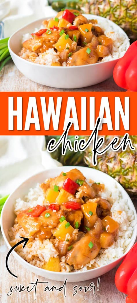 Hawaiian Chicken Hawaiian Chicken Baked Easy, Hawaiian Chicken Casserole, Instapot Hawaiian Chicken, Hawaiian Chicken Bowl Recipe, Food For The Beach, Easy Hawaiian Chicken, Instant Pot Hawaiian Chicken, Slow Cooker Hawaiian Chicken, Instapot Ideas