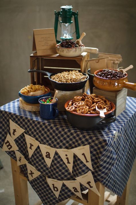 Love this "trail mix bar". I'm going to use this idea for girls camp snacks. Trail Mix Bar, Camp Birthday, Wolf Scouts, Healthy Breakfast Bowl, Camping Theme Birthday, Chili Bar, Camp Snacks, Camping Desserts, Glamping Party