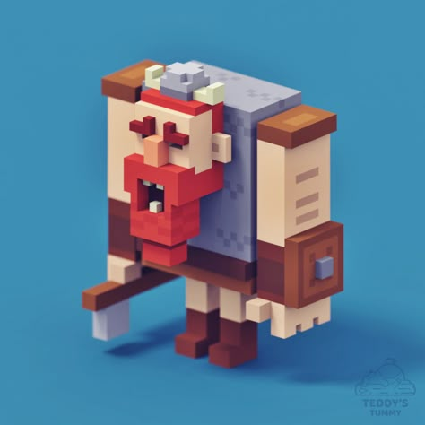 Voxel Character, 3d Pixel Art, Voxel Games, Minecraft Statues, Viking Character, 3d Cinema, 3d Pixel, Pixel Art Characters, Isometric Art