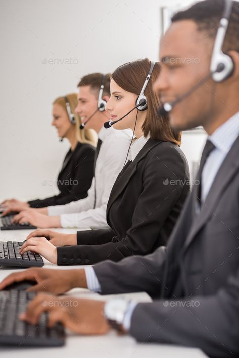 Call center by GeorgeRudy. Attractive positive young colleagues working in call center office. Side view. #Sponsored #Attractive, #positive, #young, #Call Call Center Photography, Call Center Aesthetic, Call Center Office, Customer Service Week, Call Centre, Business Process Outsourcing, Certified Financial Planner, Lee Miller, Decision Making Skills