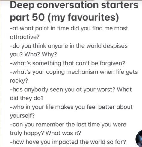 Convo Starters, Boyfriend Questions, Text Conversation Starters, Deep Conversation Topics, Deep Conversation Starters, Questions To Get To Know Someone, Deep Conversation, Intimate Questions, Deep Questions To Ask