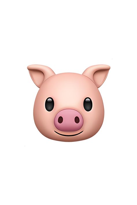 The emoji 🐷 depicts the face of a pink pig with two round ears, a snout, and two black beady eyes. The snout has two nostrils and a slight curve at the end. The pig's mouth is closed, and it has a slight smile on its face. The overall appearance of the emoji is cute and cartoonish. Pig Emoji, Apple Emojis, Emoji Characters, Ios Emoji, When Pigs Fly, Iphone Emoji, Pig Face, Emoji Wallpaper Iphone, Pigs Fly