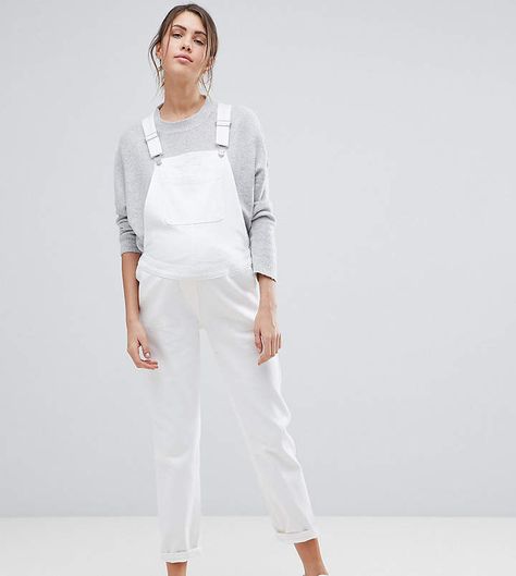 ASOS Maternity ASOS DESIGN Maternity denim overall in off white Maternity Overalls Outfit, Maternity Overalls, White Overalls, Denim Dungaree, Overalls Outfit, Asos Maternity, Designer Maternity, Pregnancy Stages, Pregnancy Outfits