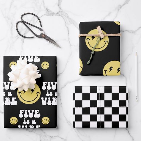 5 Is A Vibe Birthday Party Boy, Five Is A Vibe Birthday Party Boy, Five Is A Vibe Birthday Party, Vibe Birthday Party, Five Is A Vibe, Groovy Typography, Typography Black And White, Baby Boy Birthday Themes, Boy Party Favors