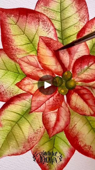 Poinsettia Watercolor Paintings, Watercolor Poinsettia Tutorial, Watercolor Poinsettia, Poinsettia Cards, Watercolor Tutorial, Paint Watercolor, Hello December, Water Colours, Country Paintings