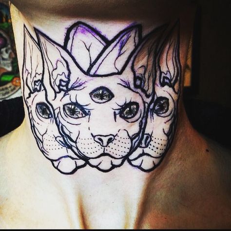 http://www.youtube.com/channel/UCqEqHuax3qm6eGA6K06_MmQ?sub_confirmation=1 #me… Cat Throat Tattoo, Eye Throat Tattoo, Witcher Makeup, Sphynx Cat Tattoo, Throat Tattoos, Self Tattoo, Goth Tattoos, Ciri Witcher, Throat Tattoo