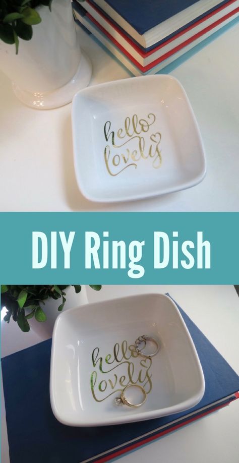 Cricut Ring Dish, Ring Dishes Diy, Small Cricut Gifts, Easy Diy Cricut Projects, Jewelry Dish Ideas, Diy Cricut Gifts, Jewelry Dish Diy, Christmas Decor Cricut, Cricut Projects Gifts