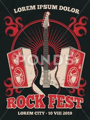 Rock Music Festival, Rock Fest, Guitar Posters, Rock Band Posters, Vector Poster, Music Festival Poster, Rock Vintage, Rock Festivals, Classic Guitar