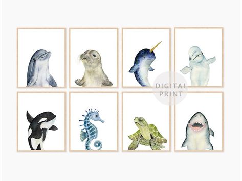 Ocean Baby Rooms, Sea Creatures Nursery, Ocean Animal Nursery, Sea Nursery Theme, Sea Animal Nursery, Sea Life Nursery, Nursery Ideas Boy, Ocean Nursery Decor, Coastal Nursery