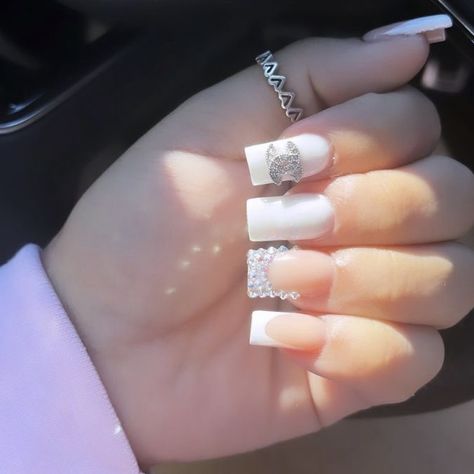 want more pins like this ? follow @ther3alher . creds to all original pinners . Medium Nail French Tip Designs, Pretty Nails Medium Length, Nail Ideas For Back To School 2024, Boujie Nails Acrylic Short, Cute Nails Acrylic Medium, Short To Medium Nail Ideas, First Day Of School Nails Highschool, 8th Grade Nail Ideas, Cute Back To School Nails 7th Grade