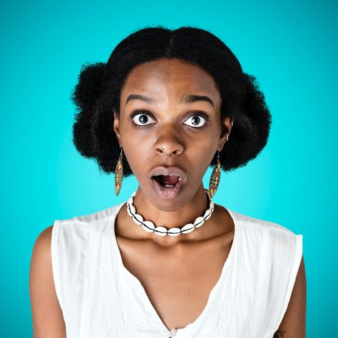 Black woman with a shocking facial expression | premium image by rawpixel.com / Teddy Rawpixel Expression References, Asking For Too Much, Face Sketches, Surprise Face, Side Chick, Social Media Icons Free, Shocked Face, Expressions Photography, Happy Black