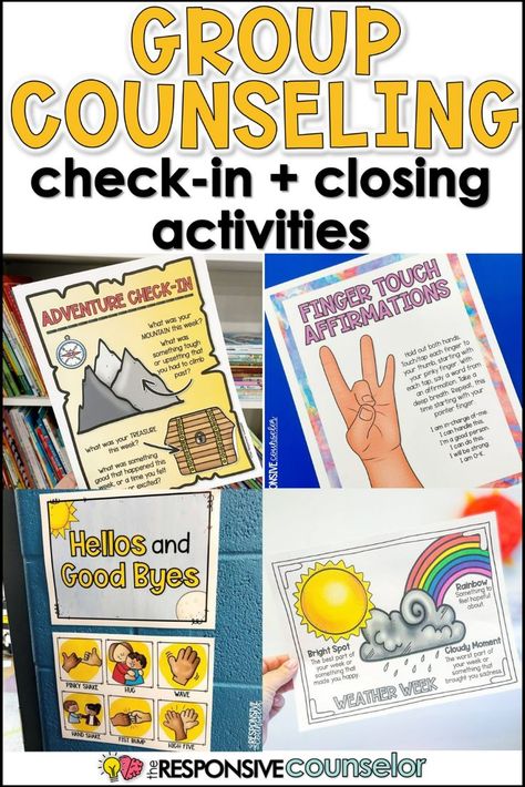 group counseling activities Check In Ideas For Group Therapy, I Statements Counseling, Small Group Counseling Elementary, Activities For Group Therapy, Counselor Activities, Kindergarten Small Groups, Regulation Activities, School Counselor Lessons, Kids Therapy