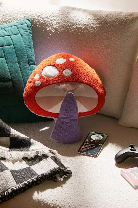 iScream Mushroom Throw Pillow Bluetooth Speaker | Urban Outfitters Mushroom Pillow, Fantasy Rooms, Red Fits, Wireless Speakers Bluetooth, Bluetooth Speakers, Aesthetic Bedroom, Room Inspo, Travel Pillow, Bluetooth Speaker