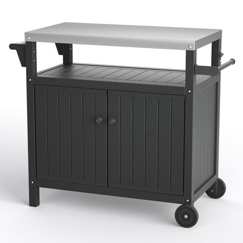 【SHELVES FOR STORAGE 】 Outdoor grill cart for Big Size: 42.12 in. W x 20.71 in. D x 36.22 in. Outdoor Cabinets Patio, Island With Wheels, Grilling Table, Outdoor Grill Cart, Storage Outdoor, Grill Cart, Shelves For Storage, Kitchen Island On Wheels, Outdoor Dining Tables