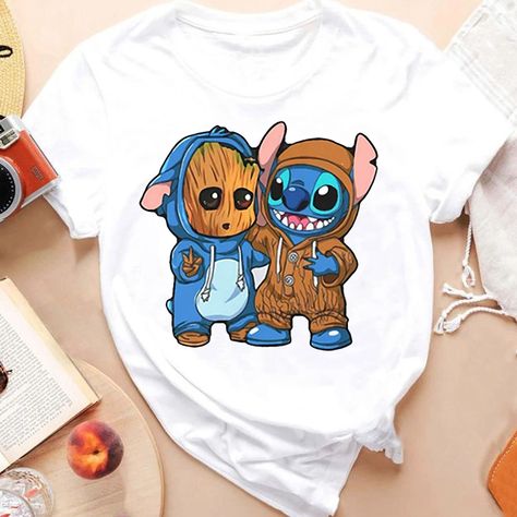 Stitch Friends, Stitch Shirts, Happy Halloween Shirt, X Stitch, I Am Groot, Cartoon Shirts, Best Friend Shirts, Cute Stitch, Stitch Shirt