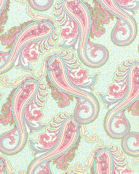 Keepsake Calico - Pretty Pastel Paisleys - Seafoam Green Color Wallpaper Iphone, Pastel Pattern, Calico Fabric, Batik Pattern, Free Quilt Patterns, Ipad 4, Pretty Pastel, Quilt Patterns Free, Seafoam Green