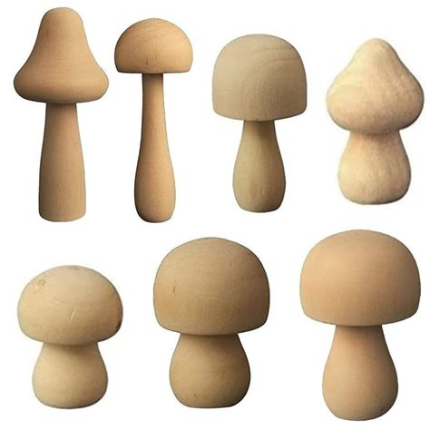 PRICES MAY VARY. 💕Assorted sizes: there're 7 different sizes of wooden mushrooms in the package you will get, including 1.18 inch, 1.37 inch, 2.36 inch, 2.55 inch, 3.14 inch, 3.74 inch and 3.93 inch in length, which is like a small family, sufficient and various for you to choose and match as you want 💕Ideal for Arts & Crafts -- You can use crayons, markers, glitter powder and glue to make some cute faces and clothes on these unfinished wooden figures. All wooden figures are elegant in style a Wooden Mushrooms, Mushroom Crafts, Unfinished Wood Crafts, Wood Sizes, Arts And Crafts Projects, Peg Dolls, Wooden Crafts, Unfinished Wood, Toy Sets