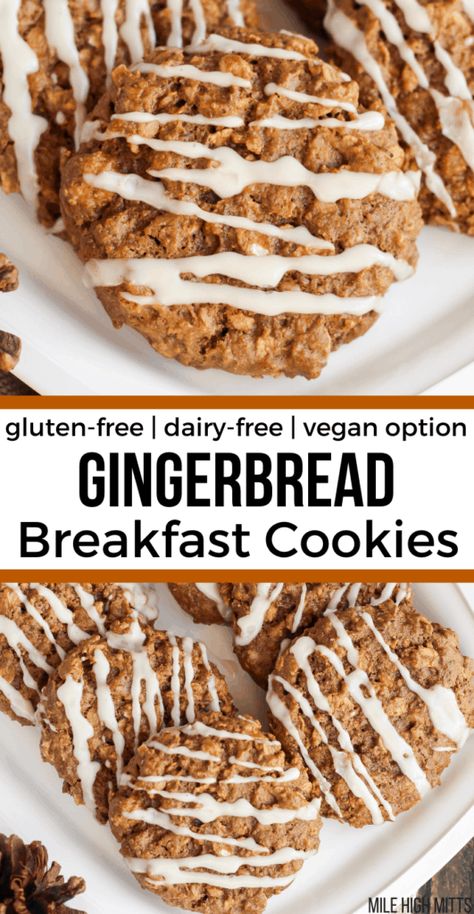 Gingerbread Breakfast, Breakfast Cookies Gluten Free, Glutenfri Baking, High Protein Desserts, Cookies Gluten Free, Desserts Vegan, Christmas Breakfast, Gluten Free Breakfasts, Breakfast Cookies