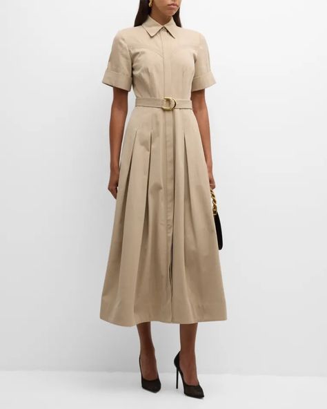 B9A26 Adam Lippes Leighton Belted Cotton Twill Maxi Shirtdress Luxury Sportswear, Adam Lippes, Denim Maxi Dress, Full Skirt Dress, Cotton Shirt Dress, Twill Shirt, Cotton Maxi, Khaki Dress, Maxi Dress Cotton