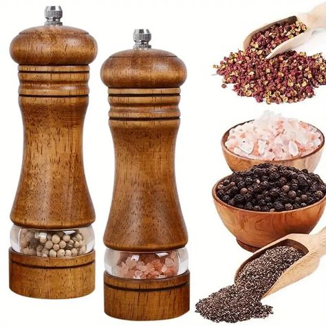 Pepper Grinder Household Sea Salt Wooden Spice - Temu Australia Spice Mill, Salt Grinder, Salt And Pepper Mills, Eating Utensils, Serveware Entertaining, Spice Bottles, Salt And Pepper Grinders, Spice Grinder, Hari Valentine