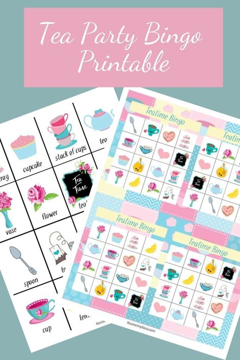 Tea Party Bingo Game Printable Preschool Tea Party Activities, Tea Party For Kids, Tea Party Activities For Kids, Tea Party Games For Kids, Tea Party Ideas For Kids, Games For Tea Party Free Printable, Children’s Tea Party Ideas, Tea Party Little Kids, Tea Party Bingo Free Printable