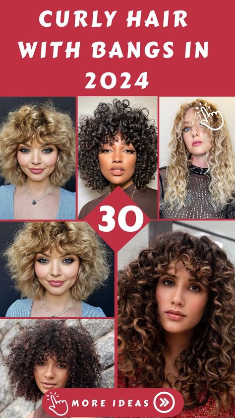 Curly hair with bangs has always been a trendy and stylish look, and it continues to be a popular choice for many women in 2024. Whether you have naturally Round Face Curly Hair, Shaggy Curly Hair, Long Natural Curls, Swoop Bangs, Medium Length Curly Hair, Large Curls, Bangs For Round Face, Medium Curly, Afro Textured Hair