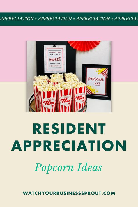 Our resident appreciation popcorn ideas will make you pop with delight. Get marketing ideas with popcorn, popcorn bar resident event printables, and more here. Popcorn Ideas, Resident Appreciation, Sprouts Market, Perfect Movie Night, Ideas For Apartments, Easy Budget, Popcorn Bar, Welcome Home Gifts, Perfect Movie