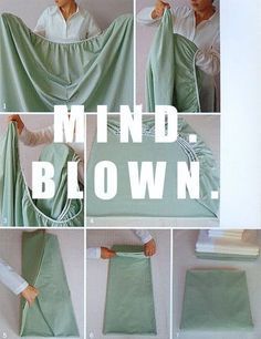 Spring cleaning tip: What you've always wondered... How to fold a fitted sheet!! Folding Fitted Sheets, How To Fold, Handy Dandy, Laundry Hacks, Naha, Décor Diy, Linen Closet, Diy Cleaning Products, Diy Bed