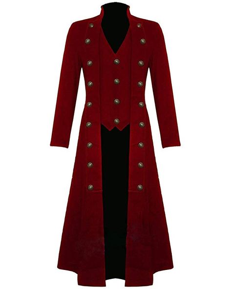 Red Gothic Dress, Mens Steampunk, Military Trench Coat, Steampunk Coat, Victorian Coat, Steampunk Jacket, Red Gothic, Faux Fur Hooded Coat, Punk Dress