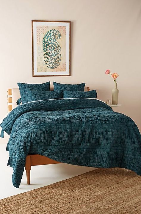 Bohemian Teal Bedroom Ideas and Inspiration | Hunker Teal Bedding, Teal Bedroom, Unique Beds, Country Bedroom, Bohemian Bedroom, Design Hotel, Interior Modern, White Bedroom, White Bedding