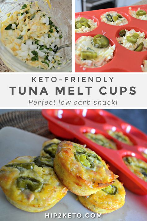 Have a can of tuna in the pantry? Mix up these easy & delicious spicy keto tuna melt cups in a muffin pan for a perfect low carb snack bite! #keto #lowcarb #tuna #tunamelt #tunarecipes #eggbite #tunacup #ketorecipes #lowcarbrecipes Keto Tuna Melt, Tuna Bites, Keto Tuna, Keto Meat, Keto Seafood, Tuna And Egg, Keto Shakes, Bite Size Snacks, Tuna Melt