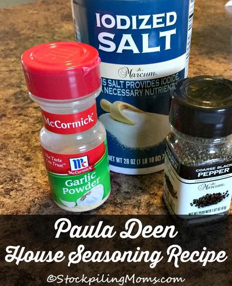 Paula Deen House Seasoning Recipe is simple to make with only 3 ingredients! Perfect on meats, chicken, salads and any side dish. It is so good! Paula Deen Squash Casserole, Slow Cooker Chicken Broth, House Seasoning Recipe, House Seasoning, Onion Soup Mix Recipe, Crockpot Applesauce, Crockpot Pork Roast, Pork Crockpot Recipes, Pork Chops And Gravy