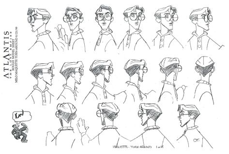 Atlantis Disney, Milo Thatch, Animation School, Character Design Disney, Disney Art Style, Animation Schools, Character Turnaround, Atlantis The Lost Empire, Character Model Sheet