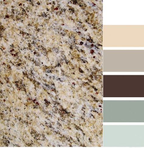 Santa Cecilia granite with color scheme.: Brown Granite Countertops, Kitchen Remodel Countertops, Diy Kitchen Countertops, Outdoor Kitchen Countertops, Brown Granite, Santa Cecilia, Brown Cabinets, Kitchen Wall Colors, Granite Colors