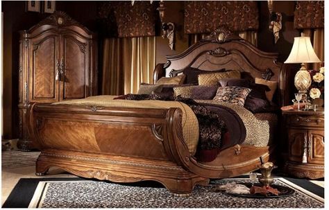 Image California King Sleigh Bed, Wood Sleigh Bed, California King Bedroom Sets, Luxury Bedroom Sets, King Sleigh Bed, King Size Bedroom Sets, Sleigh Bedroom Set, Bedroom Traditional, Luxury Bedroom Furniture