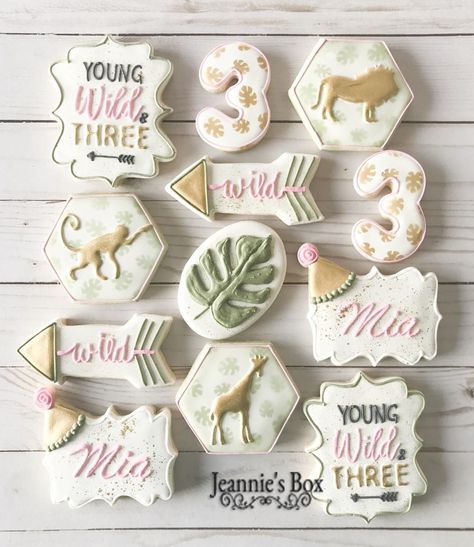 Two Wild Birthday Party Girl Cookies, 2 Wild Birthday Cookies, Wild And Three Birthday Cupcakes, Young Wild And Three Birthday Cake, Born 2 Be Wild Cookies, Young Wild And Three Birthday Cookies, 3rd Birthday Party For Girls, Third Birthday Girl, 18th Birthday Party Themes