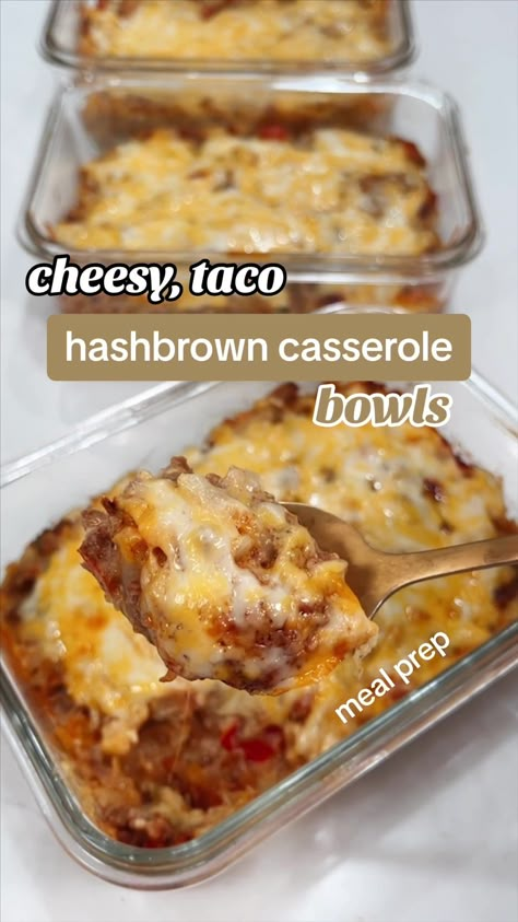 Mikayla Thomas Fit Recipes, Taco Hashbrown Casserole, Makayla Thomas Fit Recipes, 40 Grams Of Protein, Bland Meals, Makayla Thomas, Walking Taco, Chicken Bowls, Hashbrown Casserole