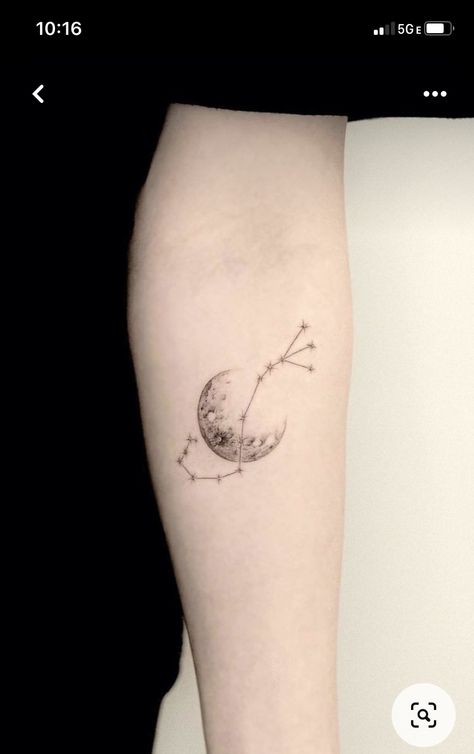 Moon And Scorpio Tattoo, Scorpio Tattoo Minimalist, Stellar Tattoo, Moon Tattoos For Women, Scorpio Constellation Tattoo, Scorpio Constellation Tattoos, Scorpio Constellation, Pineapple Tattoo, Moon Tattoos