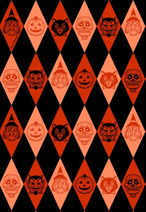 The Spooky Vegan: Vixen's Halloween Clothing Inspired by Ben Cooper's Vintage Costumes Retro Halloween Background, Vintage Halloween Fabric, Vintage Halloween Pattern, Vintage Halloween Backgrounds, 80s Halloween Aesthetic, Retro Halloween Wallpaper, Old Halloween Aesthetic, Retro Halloween Aesthetic, Halloween Vintage Art