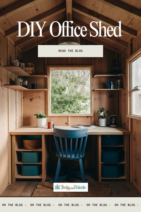 Build Your Own Office Shed Diy Office Shed, She Shed Office Work Spaces, Garage Office Ideas, Shed Home Office Ideas, A Frame Shed, Kevin Office, Shed Office Interior, Shed Office Ideas, Office Oasis