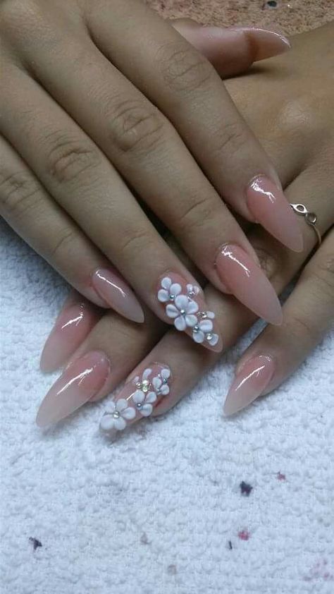 Almond Nails With 3d Flower, 3d Acrylic Flowers Nails, 3d Flower Nails Short, Almond Nails With Flowers, 3d Rose Nail Art, 3d Nail Flowers Acrylics, Easy Flower Nails, 3d Nail Designs Acrylics, 3d Floral Nails