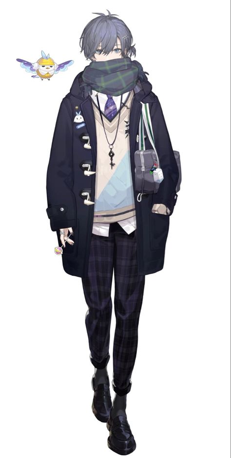 Anime Guy Outfits, Anime Boy Clothes, Male Vtuber Model, Male Vtuber, Male Fantasy Clothing, Prep Boys, Boys Winter Clothes, Smart Casual Menswear, Casual Menswear