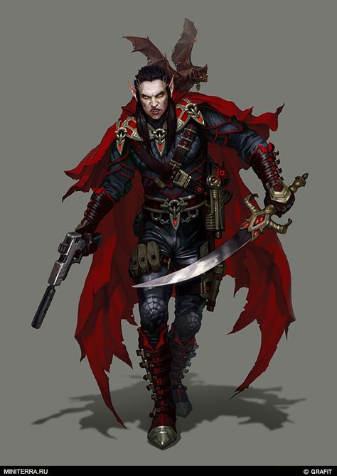 Concept art for Miniterra.ru on Behance Sci Fi Vampire Concept Art, Vampire Pirate Art, Scifi Vampire, Sci Fi Vampire, Pirate Assassin, Vampire Concept Art, Vampire Assassin, Pirate Vampire, Vampire Pirate