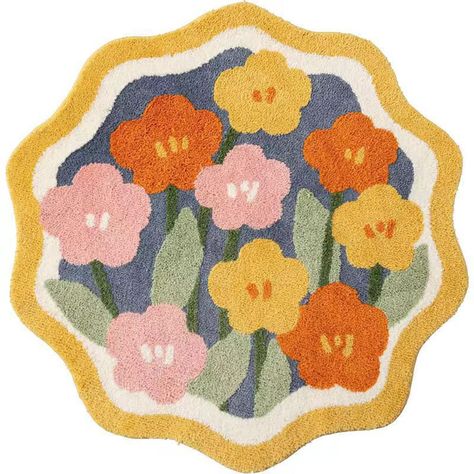 Flower Shape Bath Rug, Rug Tufting Ideas Flower, Tufting Ideas Flower, Flower Rug Tufting, Tufting Pillow, Flower Rugs, Pink Flower Garden, Tufting Ideas, Flower Bath Mat